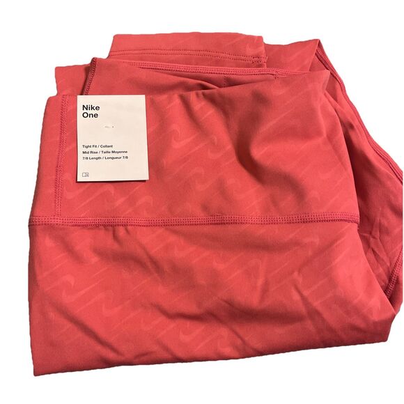 NEW Nike Leggings Women's Dri-FIT XL Pink 7/8 Logo - Picture 2 of 5